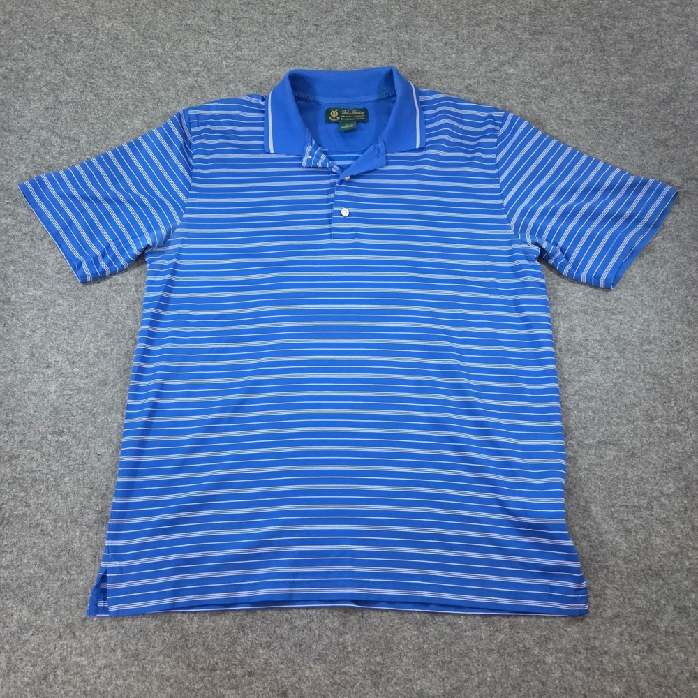 Brooks Brothers Polo St Andrews Scotland‎ Blue Striped Shirt Large Short Sleeve